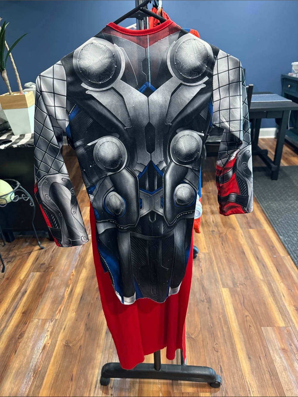 Kids Thor Superhero Costume with Armor Print and Red Cape and pants